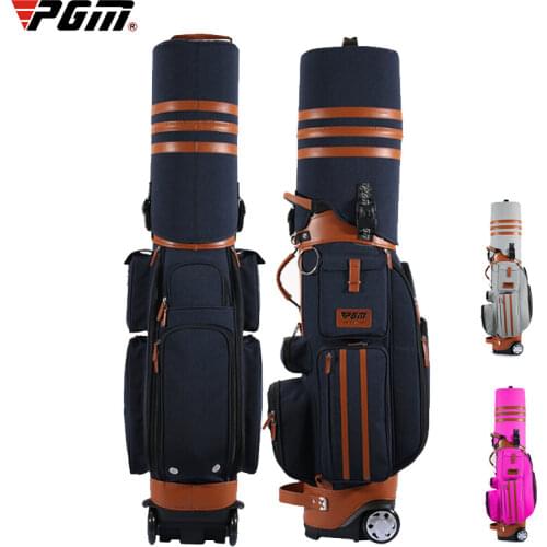 PGM Golf Bag Portable Golf Clubs Stand Bag Big Capacity Tripod Rack Bag Multi-Purpose Aviation Packages Wheels Code Lock QB040