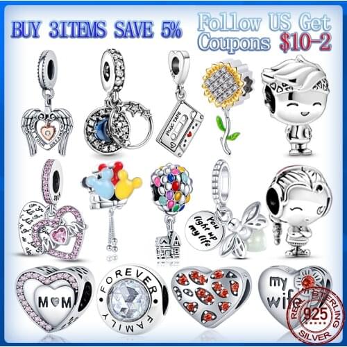 2021 New plata charms of ley 925 Silver Hot air balloon and firefly pendantSuitable For Original Pandora Bracelet Gif Jewelry