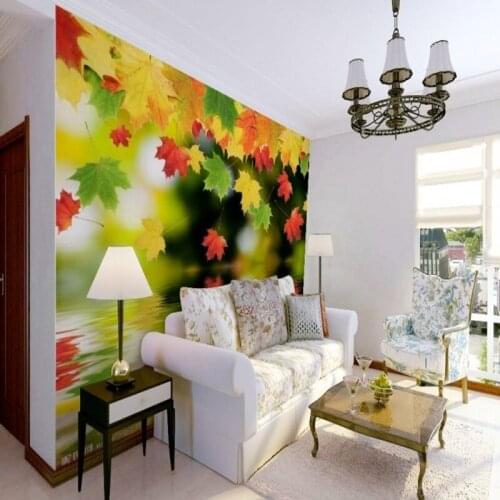Custom mural custom large landscape wall painting wallpaper TV background sofa bedroom living room beautiful maple leaf mural
