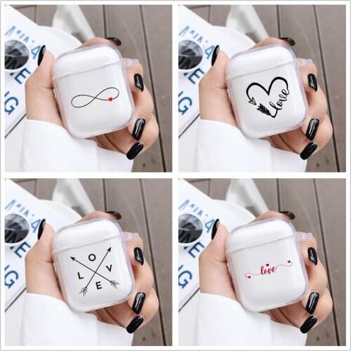 Transparent Earphone Cases for Apple AirPods 1 2 Charging Box Cute Cartoon Love Crystal Cover Bag For Airpods Cases Headset Case