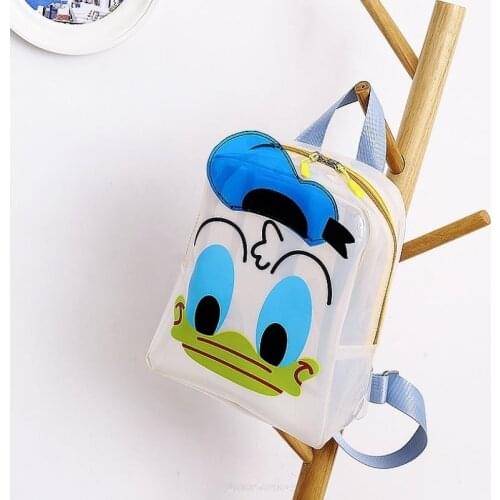 Korean version of the laser transparent pvc backpack female bag Mickey Duck fashion shoulder children student jelly plastic bag