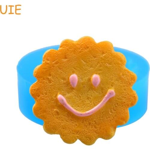 QYL228U 23.7m Smiley Face Cookie Silicone Mold - Fondant, Cupcake Topper, Polymer Clay, Resin, Chocolate, Candy, Food Safe Wax