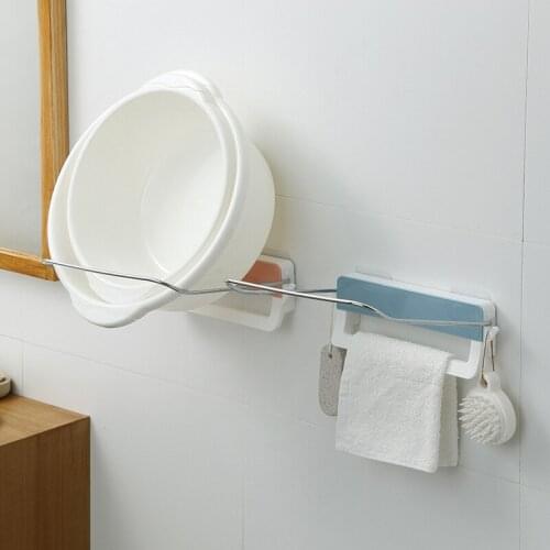 Punch-free Detachable Bathroom Shelf Kitchen Wall Shelves Wash Basin Storage Rack Towel Bar Robe Hooks Bathroom Accessories