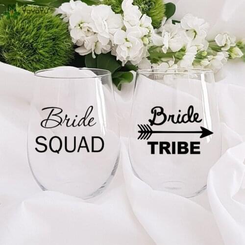 Bride Squad Or Bride Tribe Vinyl Stickers Waterproof Removable Bride Party Wine Glass Decal Diy Wedding Decoration QQ518