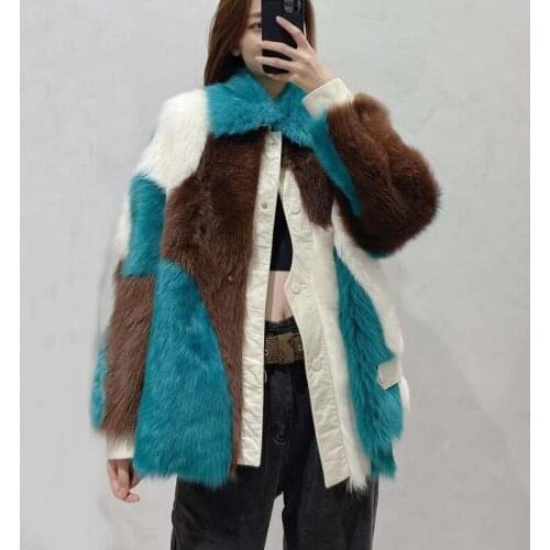 Winter Women Coat 2021 New Fashion Short Style Casual Natural Real Sheep Fur Jacket Colorful turn-Down Collar Female FN0077