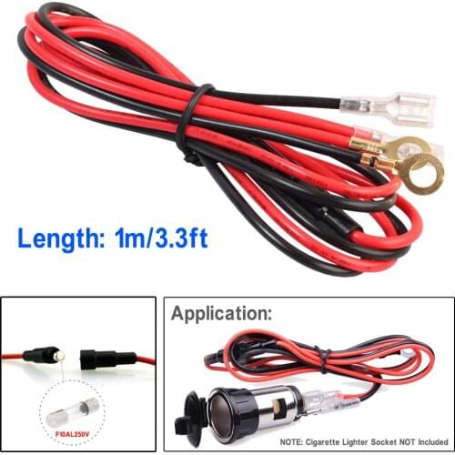 1m 10A Refitting power line of motorcycle cigarette lighter With fuse Outer diameter: 10mm Inner diameter 6 mm