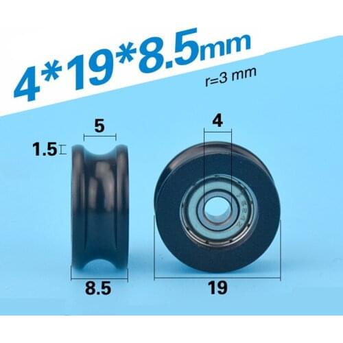 10pcs 4*19*8.5mm U Groove Package Plastic Bearing Pulley with 624ZZ Bearing Small Rolling Wheel