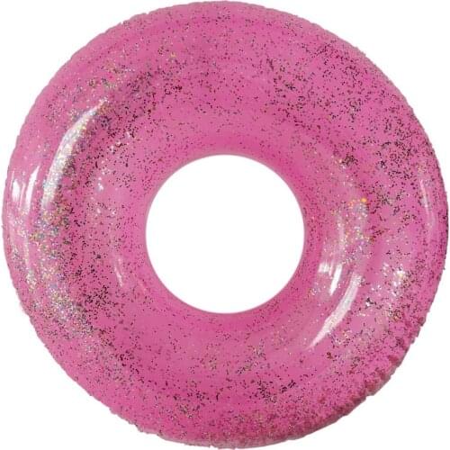 110cm Sparkly Swim Ring Transparent Inflatable Swimming Circle Colorful Glitters Adults Pool float Swim Lifebuoy Beach Lounger