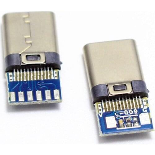 2pcs 24pin USB-C USB 3.1 Type C Male Plug Connector 56K 10NF Welding Type with PC Board Welded DIY Parts