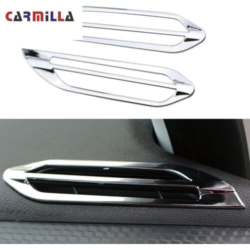 2Pcs/Set ABS Chrome Internal Air Conditioning Vent Protection Cover Trim Sequins Sticker for Peugeot 2008 2014-2019 Accessories