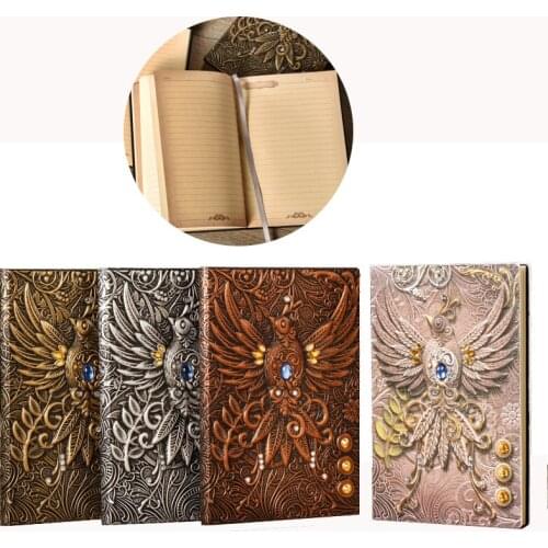 2 PCS Embossed Vintage Notebook Retro Phoenix Leather Diary Hardcover Travel Notepad Sketchbook Desktop Decoration Wholesale X2