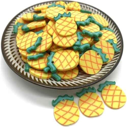20Pcs/lot 20mm Pineapple Beads Flakes Clay Beads Polymer Spacer Beads For Jewelry Making DIY Bracelet Hairpin #A89-4