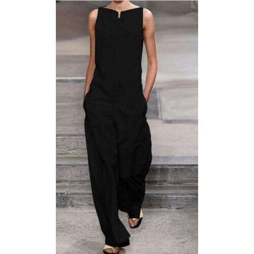 2021 Summer Rompers Womens Jumpsuits Bohemian Overalls Casual Loose Straight Pants Playsuit Womens Trousers Plus Size