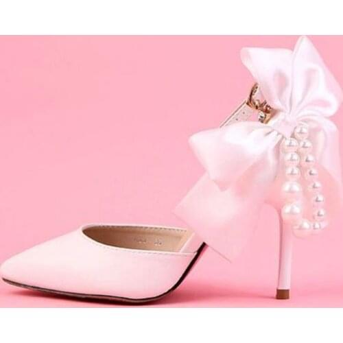 9CM thin high hees white sandals shoes woman sexy point toes ankle satin butterfly-knot bridal wedding sandals party shoes bride
