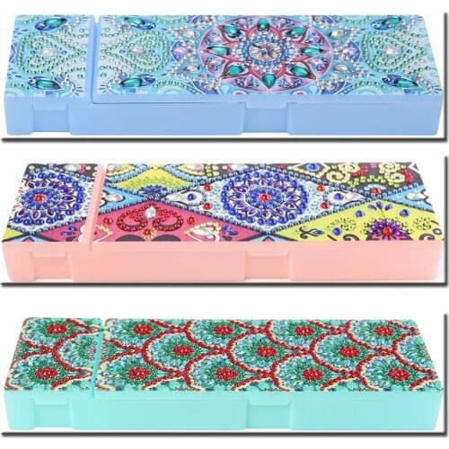DIY Special Shaped 5D Diamond Painting 2 Grids Pencil Case Stationery Embroidery Storage Case Gifts Box Diamond Mosaic Art
