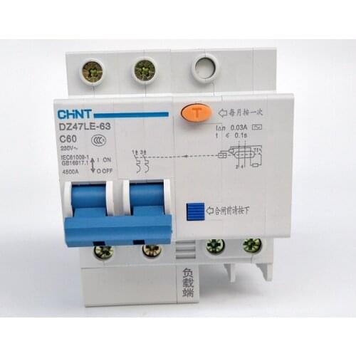 CHINT DZ47LE-63 2P C60A 30mA Earth Leakage Circuit Breaker/Residual Current Operated Circuit Breaker