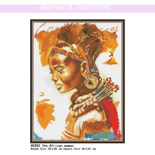 DIY Diamond Painting Kits The African Woman Set Round/Square Embroidery Mosaic Art Picture Rhinestone Full Drill Home Decor Gift