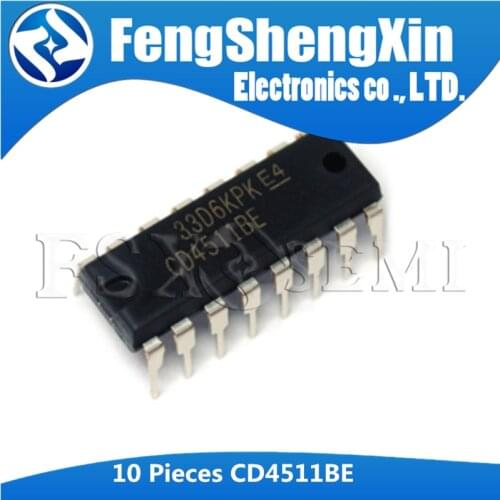 10pcs/lot CD4511BE DIP-16 CD4511 HEF4511 Drivers IC