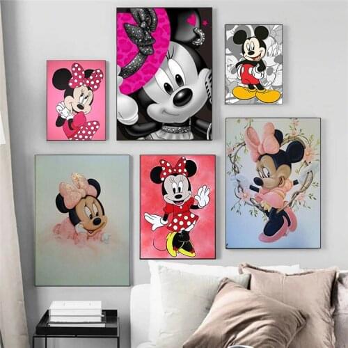 Mickey and Minnie Cartoon Canvas Paintings Disney Cartoons Posters and Prints Wall Art Picture for Living Room Home Decoration