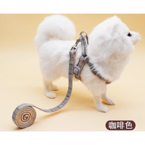 Pet Dog Large Lattice Traction Rope And Chest Harness Set For Small And Medium Sized Dogs Adjustable Pet Supplies Dog Rope