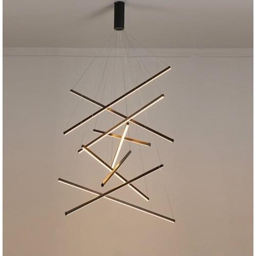 Modern creative black dining room chandelier Nordic interior lighting living room kitchen decoration lamp staircase Pendant Lamp