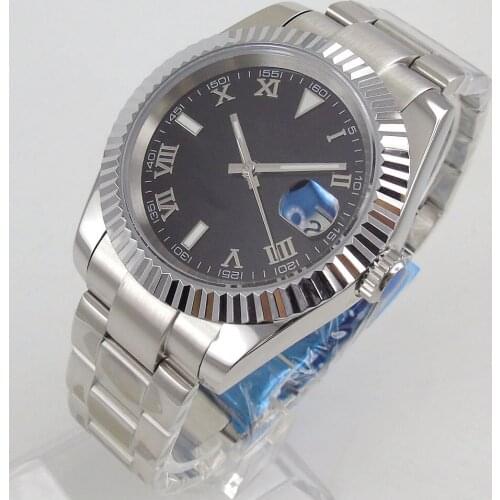 40mm Silver Dial Sapphire Glass Roman Number Luminous MIYOTA 8215 Automatic Movement Mens Watch