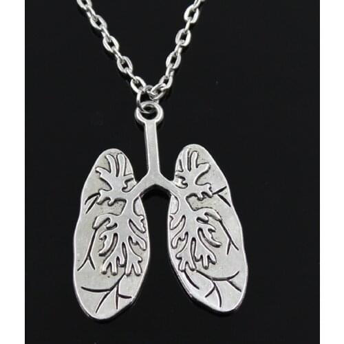 New Fashion Lung Respiratory System Pendants Round Cross Chain Short Long Mens Womens Silver Color Necklace Jewelry Gift