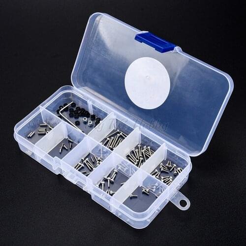 NEW 176pcs Stainless Steel Whole Car Screws Kit Screws Box Set for 1/24 Axial SCX24 90081 RC Crawler Car Parts
