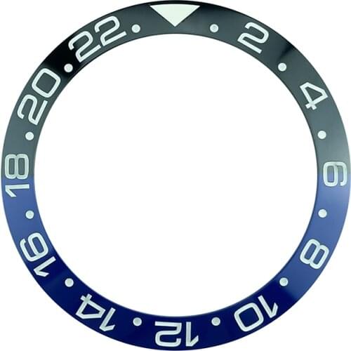 NEW Arrival 38mm Half Black&Blue White Printing Ceramic Bezel Insert Fashion Style Fit 40mm GMT MASTER Watch Replace Accessories