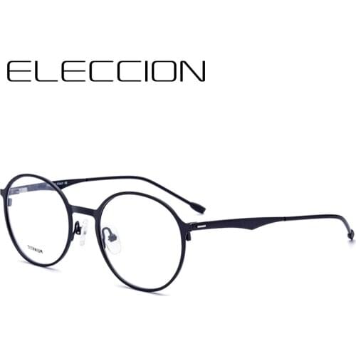 ELECCION Ultralight Alloy Glasses Frame Men Women Vintage Round Myopia Optical Frames Prescription Eyeglasses Screwless Eyewear