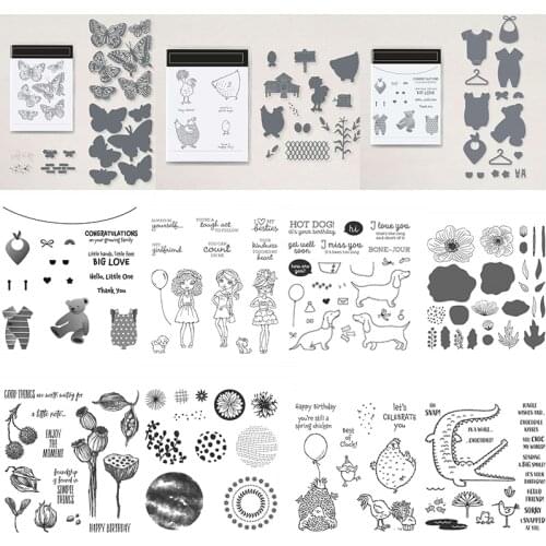 Butterfly Daisy Swan Crocodile Baby Clothes Pretty Girls Transparent Clear Stamps And Dies for DIY Scrapbooking Crafts Cards 20A