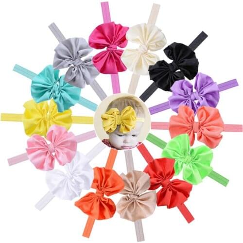Cute Chiffon Bowknot Baby Headband Turban Solid Color Newborn Baby Girls Elastic Hair Bands Soft Hair Accessories Free Shipping