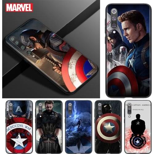 Silicone Cover Marvel Captain America For Xiaomi Mi 11 10T 10 9T 9 8 Note 10 Lite Pro Ultra 5G Black Soft Phone Case