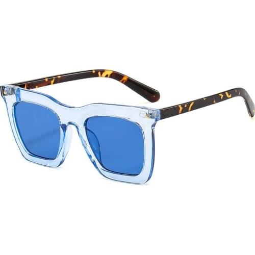 Retro Square Sunglasses Women Designer Fashion Leopard Gradient Eyewear Shades UV400 Men Flat Top Sun Glasses