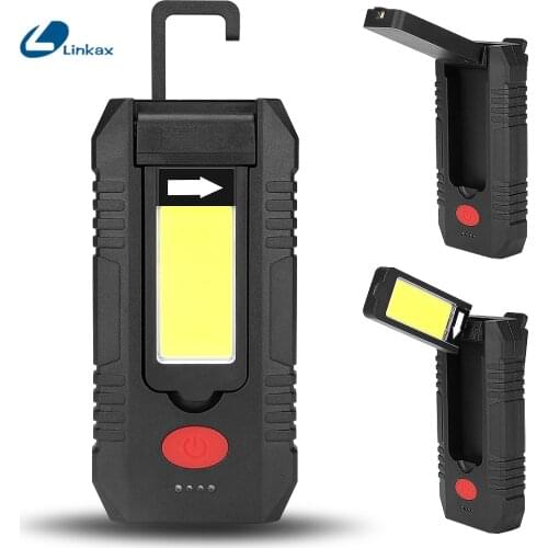 LED COB Flashlight USB Rechargeable 360 Degree Adjustable Work Light Magnetic Lanterna Hanging Hook Lamp for Outdoor Camping