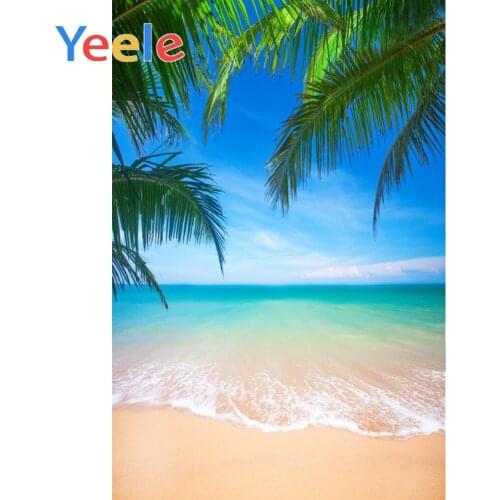 Yeele Tropical Seaside Photograph Backdrops Blue Sky Beach Palm Trees Children Party Photographic Backgrounds For Photo Studio