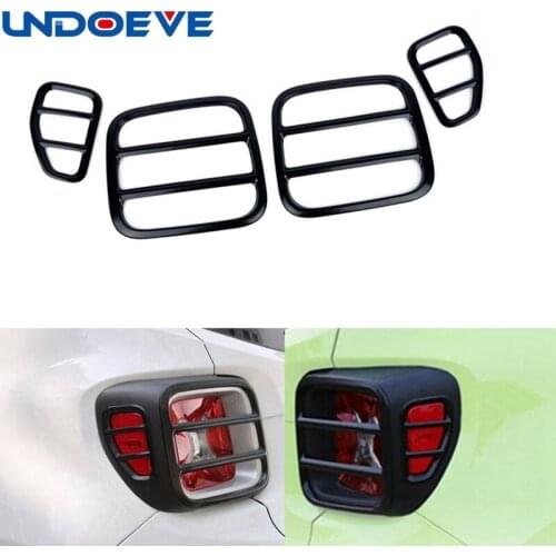 Undoeve Black 4PCS Tail Lights Guards Taillights Rear Lamp Light Guard Cover Protector Metal For Jeep Renegade 2015 2016 2017