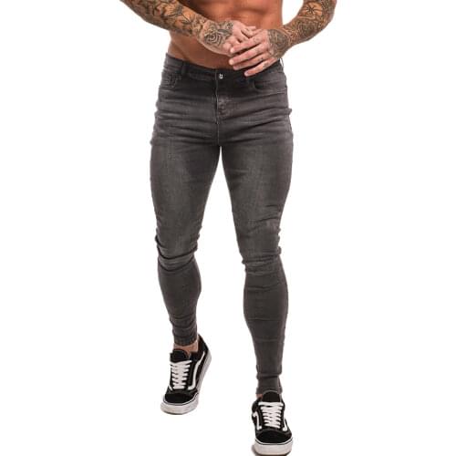 Gingtto Skinny Jeans For Men Super Stretch Mens Skinny Jeans Big Size Tight Pants Comfortable Grey Denim Jeans 28-36 zm09