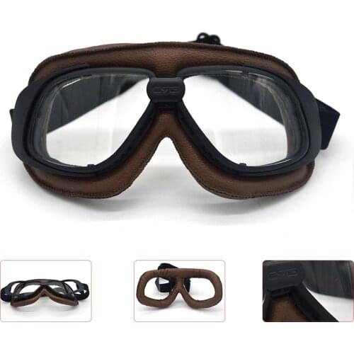 Evomosa Vintage Helmet Goggles Motorcycle Goggle Glasses Motorbike Pilot Retro Jet Helmet Gafas Enduro Goggle Spectacles Glasses