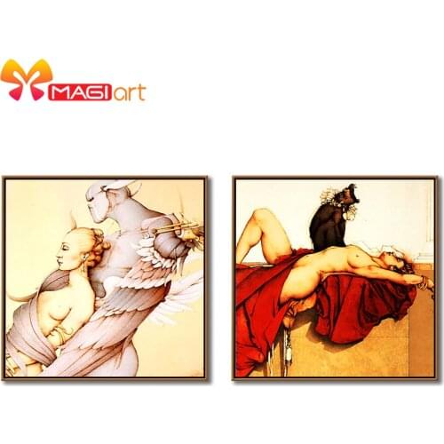 Cross stitch kits Embroidery needlework sets 11CT water soluble canvas patterns 14CT European Portrait Oil Painting-NCMP020