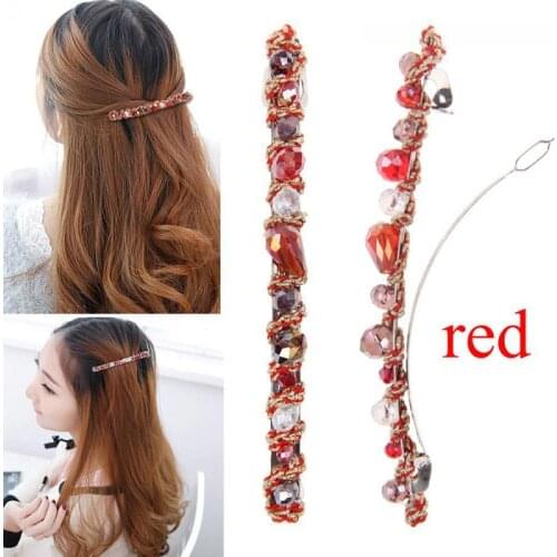 1Pcs Simple Transparent Colorful Beaded Square Hairpin Colorful Crystal Hairpin Women Sweet Hairpin Side Clip Headdress Jewelry