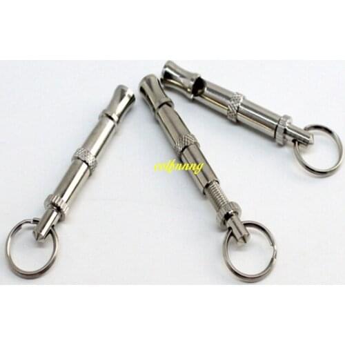 10pcs/lot Free shipping 5cm Adjustable Supersonic UltraSonic Obedience Pet Sound Whistle Dogs Training Keychain Whistle
