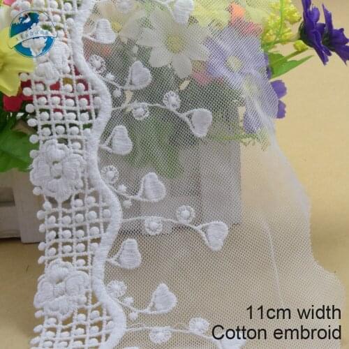 10yards 11cm Cotton embroid lace sewing ribbon guipure lace african lace fabric trim warp knitting DIY Garment Accessories#2974