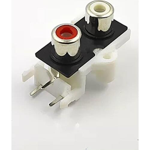 100pcs 2 Holes RCA Lotus Plug White Red / AV Jack RCA Female Socket Audio Video Connector
