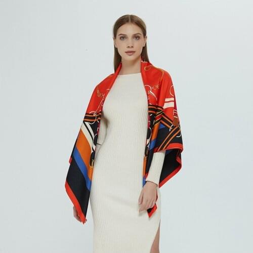 130*130cm TOP Silk Keychain luxurious Scarves Women Foulard Square Hijab Scarf Ladies Shawl wrap muffler pareo female hijab