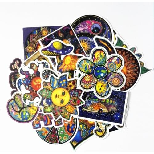 25Pcs/lot Colorful 2021 Waterproof Sun Moon Wishing World Peace Stickers For Snowboard Laptop Luggage Bicycles Backpack
