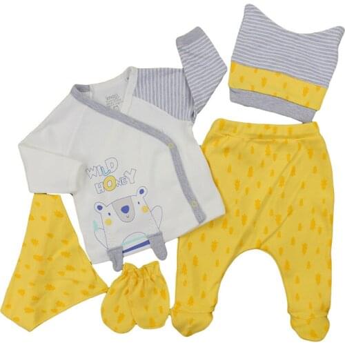 Baby Girl Boy Babies Newborn Clothing 5-pcs Hospital Outlet Custom Fabric Antibacterial Babies Healthy Safe Outfit Sets Dresses