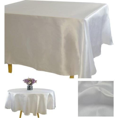 White Satin Christmas Birthday Party Tablecloth Overlays Restaurant Banquet Table Cover Home Wedding Non-Splicing Table Cloth