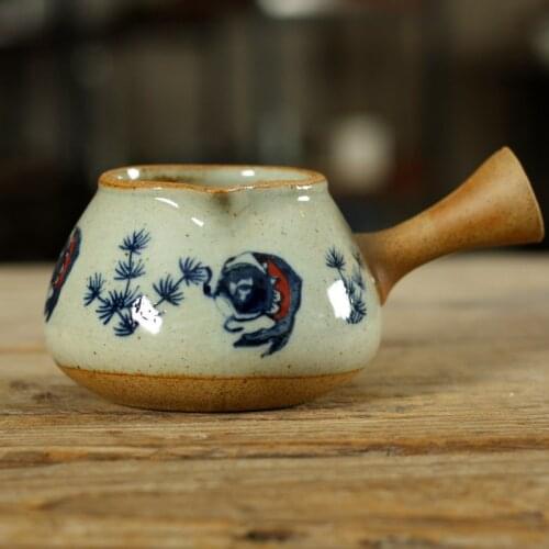 Kung Fu Tea Set Lanting Xu Tea Sea Binaural Chinese Style Ancient Pottery Calligraphy Tea-separating Device Rough Pottery Cup