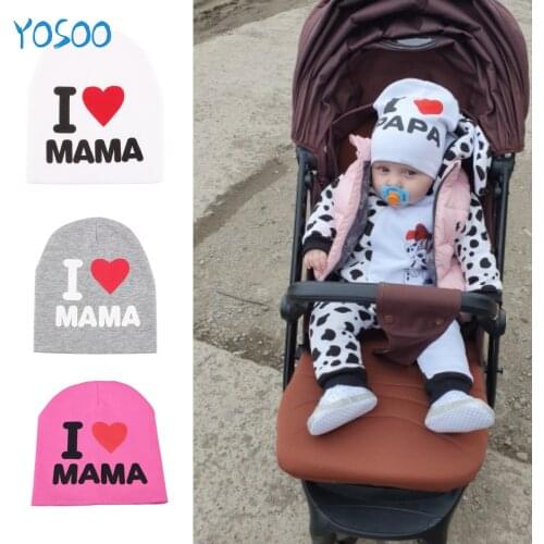 Baby clothes Spring Autumn Baby Knitted Warm Cotton Beanie Hat For Toddler Baby Kids Girl Boy I LOVE PAPA MAMA Print Baby Hats